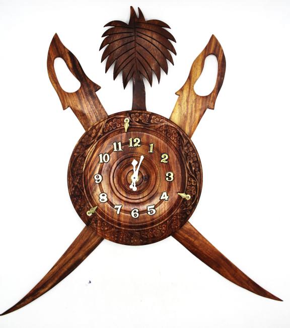 Wooden Clock With talwar Set