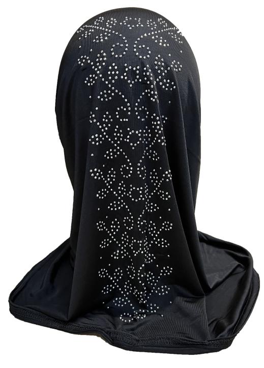 12 pcs Black And White Hijab With Premium Stones Small