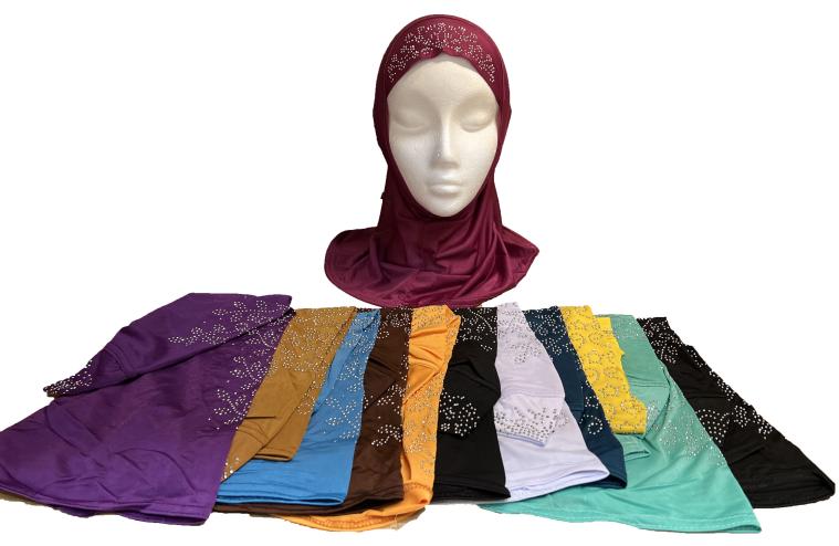 12 pcs Mix Colour Hijab With Premium Stones Small