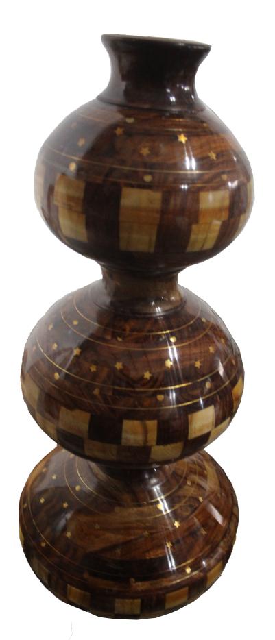 Wooden Matka Set With Brass