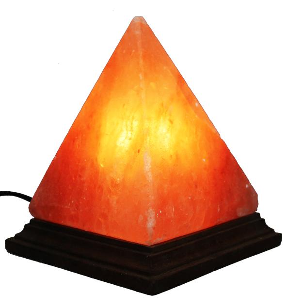 Pyramid Salt Lamp with Wooden Base